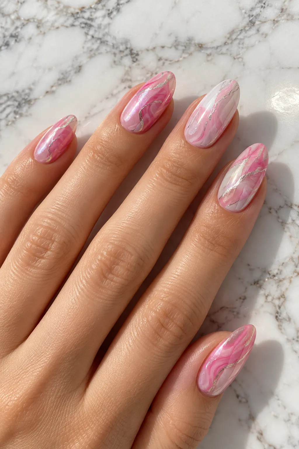Barbie Pink Chrome Marble Effect