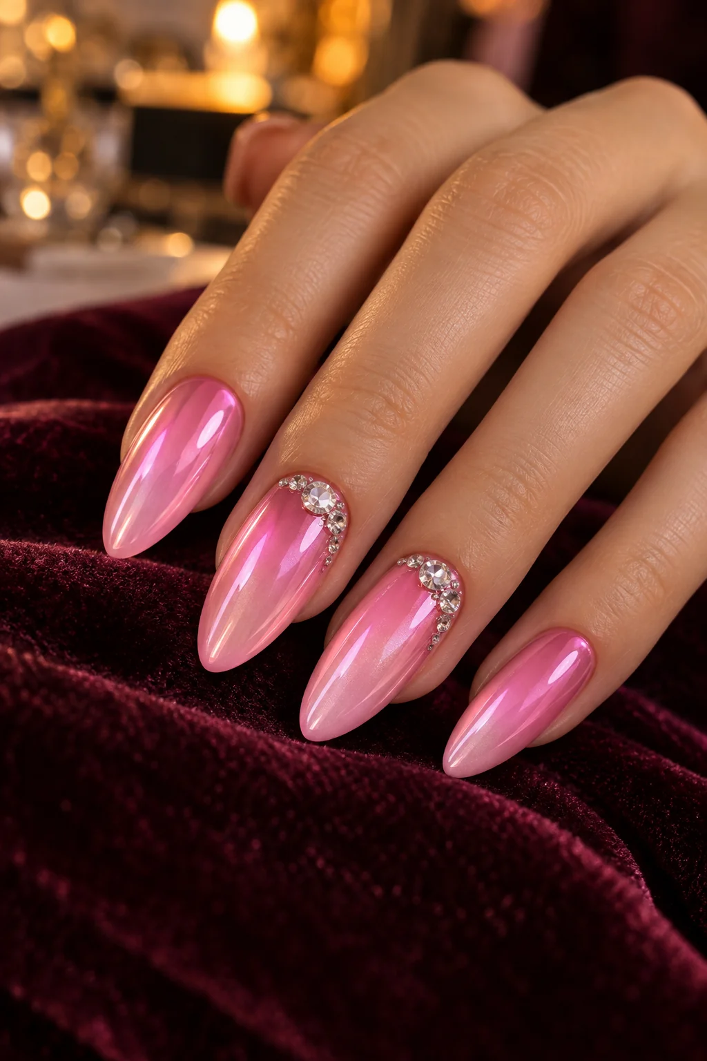 Barbie Pink Chrome with Rhinestone Accents