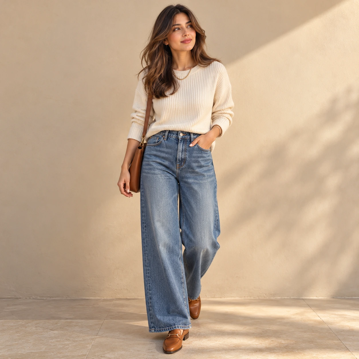 Sunlit Neutral Street Style Woman